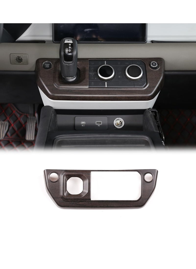 SYOSI - Gear Shift Panel Frame Trim Central Control Air Conditioner Panel for Land Rover Defender 2020-2024 ABS Material Center Console Air Conditioning Control Panel Cover Left-Hand Drive Oak grain - Image 1