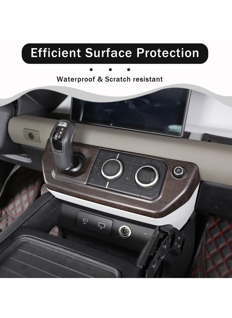 SYOSI - Gear Shift Panel Frame Trim Central Control Air Conditioner Panel for Land Rover Defender 2020-2024 ABS Material Center Console Air Conditioning Control Panel Cover Left-Hand Drive Oak grain - Image 1