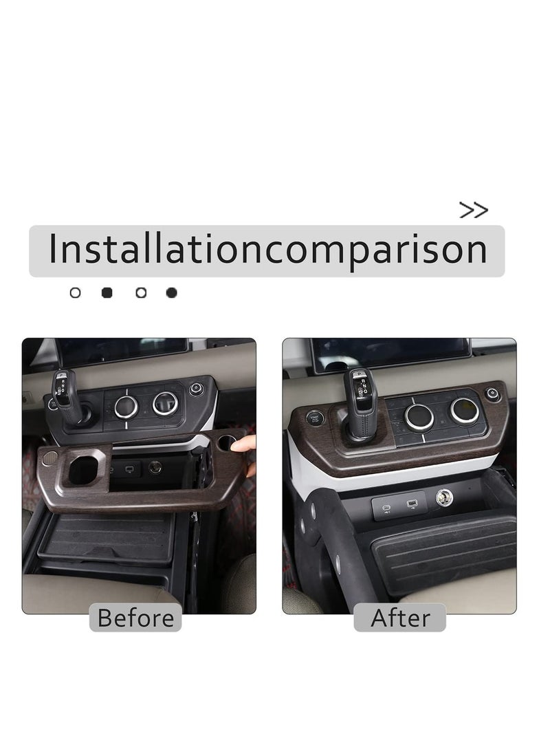SYOSI - Gear Shift Panel Frame Trim Central Control Air Conditioner Panel for Land Rover Defender 2020-2024 ABS Material Center Console Air Conditioning Control Panel Cover Left-Hand Drive Oak grain - Image 1