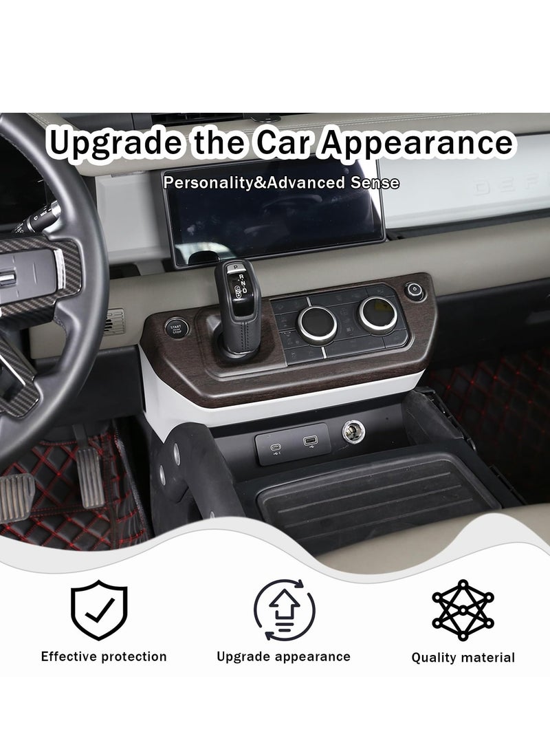 SYOSI - Gear Shift Panel Frame Trim Central Control Air Conditioner Panel for Land Rover Defender 2020-2024 ABS Material Center Console Air Conditioning Control Panel Cover Left-Hand Drive Oak grain - Image 1