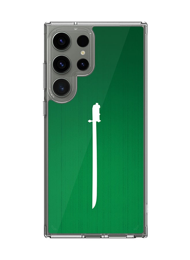 Stylizedd Classic Clear Case for Samsung Galaxy S24 Ultra , Hybrid Soft Case Flexible Edges Anti Drop TPU PC Gel Thin Transparent Cover - Sword Of Saudi - Image 1