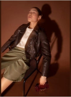 Woman Regular Fit Hoodie Outer Wear PU Jacket