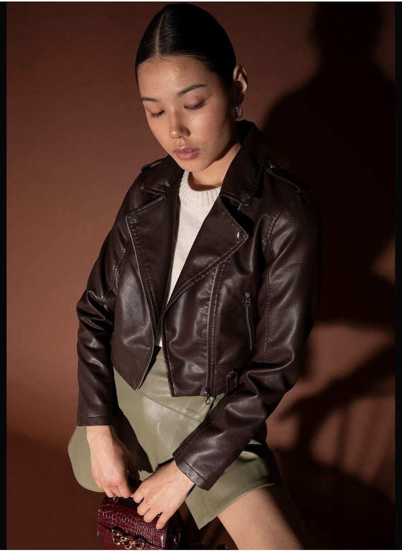 DeFacto - Woman Regular Fit Hoodie Outer Wear PU Jacket - Image 1