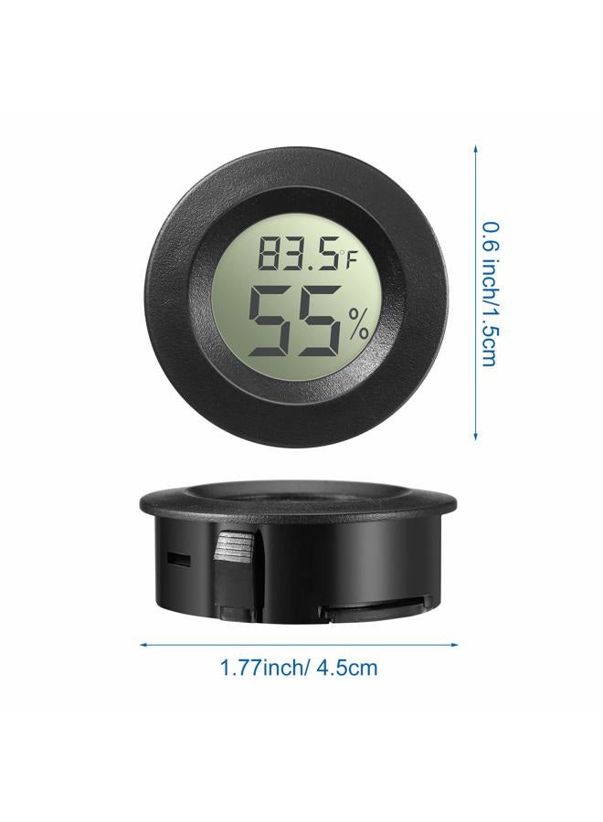 Weewooday 8 Pieces Mini Hygrometer Thermometer Round Digital Humidity Gauge Monitor Electronic Humidity Temperature Meter LCD Display Indoor Outdoor Hygrometer Thermometer for Greenhouse Home Kitchen (Black) - Image 2