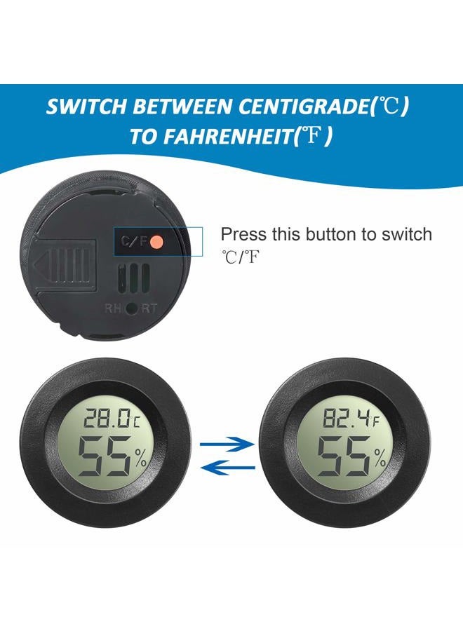 Weewooday 8 Pieces Mini Hygrometer Thermometer Round Digital Humidity Gauge Monitor Electronic Humidity Temperature Meter LCD Display Indoor Outdoor Hygrometer Thermometer for Greenhouse Home Kitchen (Black) - Image 4