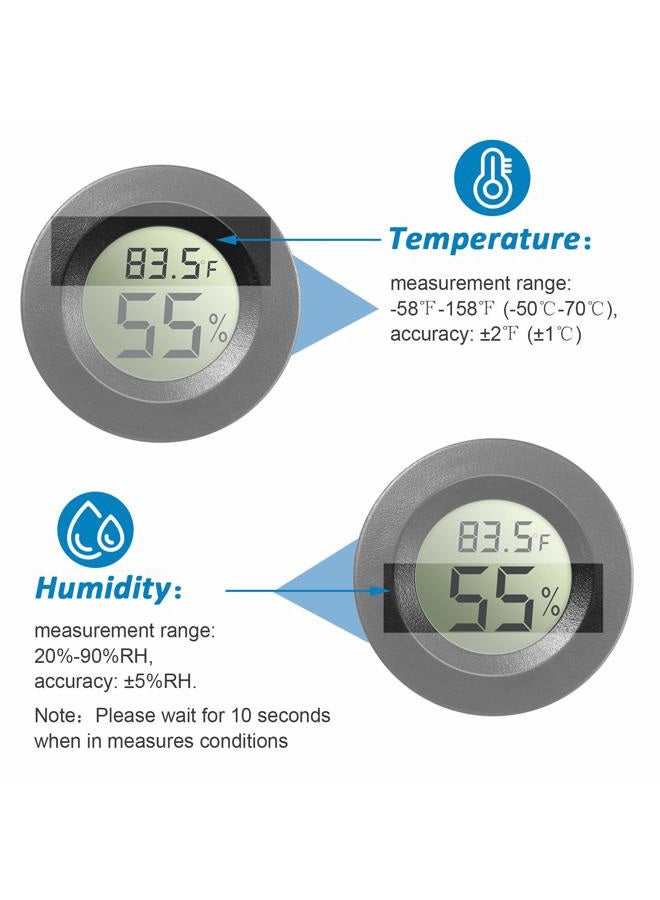 Weewooday 8 Pieces Mini Hygrometer Thermometer Round Digital Humidity Gauge Monitor Electronic Humidity Temperature Meter LCD Display Indoor Outdoor Hygrometer Thermometer for Greenhouse Home Kitchen (Black) - Image 3