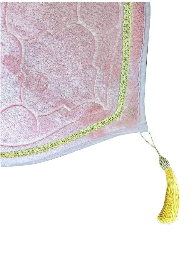 سجادة صلاة مخملية منقوشة - سجدة مبطنة سميكة مضادة للانزلاق للرجال والنساء، نمط القبة - هدية مثالية للعيد ورمضان - Image 4