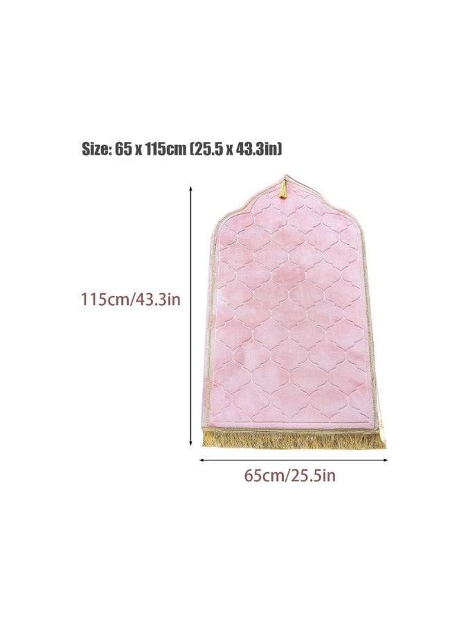 سجادة صلاة مخملية منقوشة - سجدة مبطنة سميكة مضادة للانزلاق للرجال والنساء، نمط القبة - هدية مثالية للعيد ورمضان - Image 5