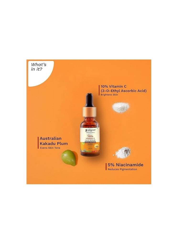 PILGRIM 10% Vitamin C Face Serum For Daily Brightness 30 ml Reduces Dark Spots & Evens Skin Tone For Men and Women - All Skin Types  - Image 3