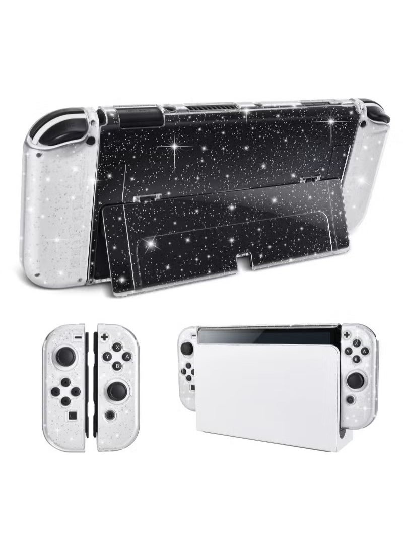 Generic Compatible with Nintendo Switch OLED Protective Case the Host PC Material is Shock-absorbing and Scratch-resistant Joy-con Game Handle is Made of TPU Material Comfortable to Hold (Flash Silver)  - Image 1