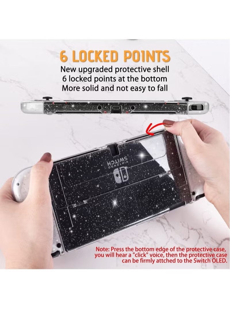 Generic Compatible with Nintendo Switch OLED Protective Case the Host PC Material is Shock-absorbing and Scratch-resistant Joy-con Game Handle is Made of TPU Material Comfortable to Hold (Flash Silver)  - Image 3