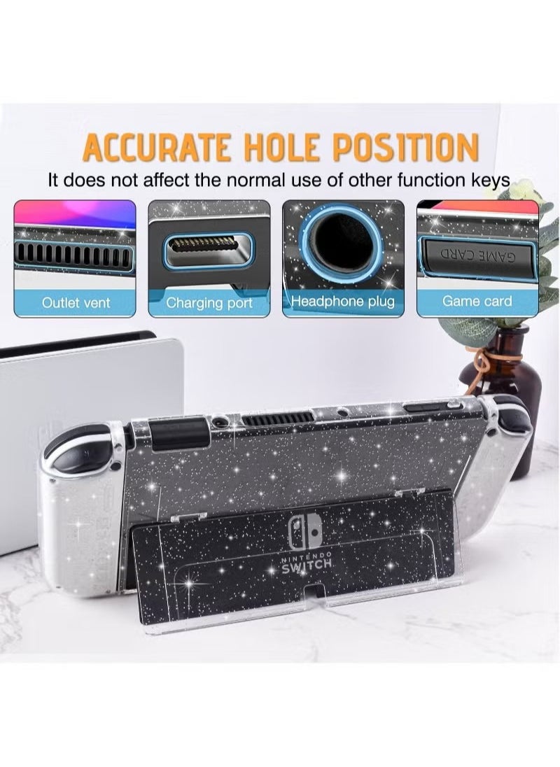 Generic Compatible with Nintendo Switch OLED Protective Case the Host PC Material is Shock-absorbing and Scratch-resistant Joy-con Game Handle is Made of TPU Material Comfortable to Hold (Flash Silver)  - Image 2