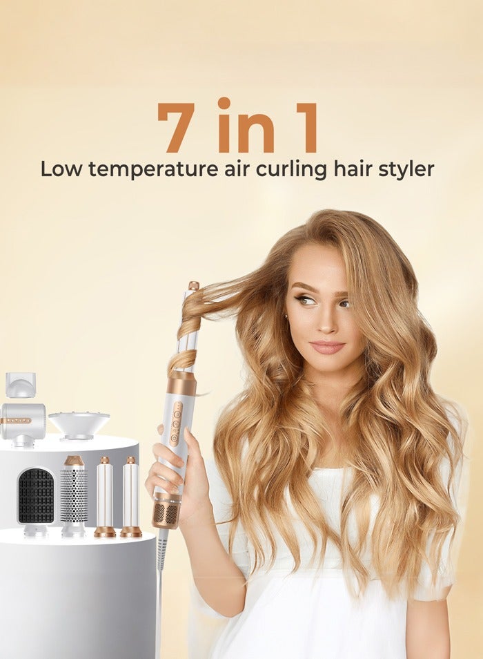 Joshberg 7 in 1 Hair Styler Brush & Hair Dryer, Hair Curler,Hot Air Brush Set,1400W/110000 RPM High Speed Multi Styler Hair Straightener,Automatic Curling hair for Fast Drying Curling Volumizing Straightening,White - Image 2