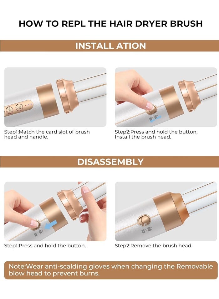 Joshberg 7 in 1 Hair Styler Brush & Hair Dryer, Hair Curler,Hot Air Brush Set,1400W/110000 RPM High Speed Multi Styler Hair Straightener,Automatic Curling hair for Fast Drying Curling Volumizing Straightening,White - Image 3