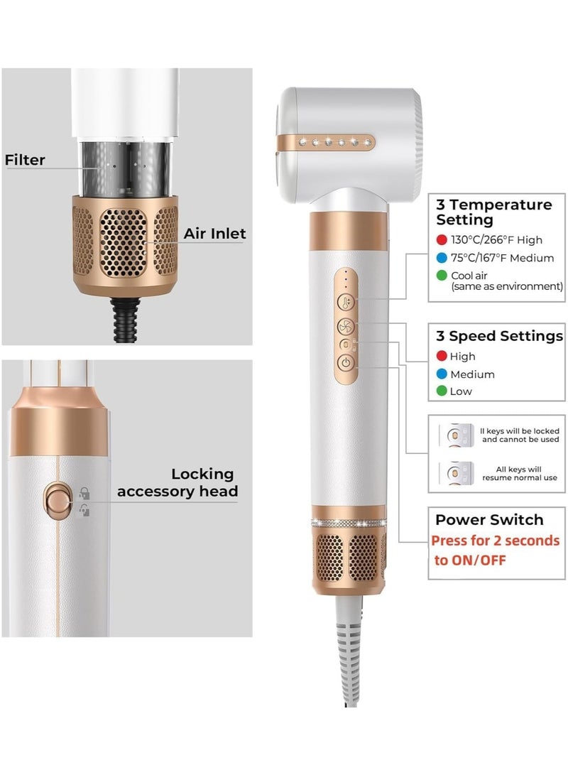 Joshberg 7 in 1 Hair Styler Brush & Hair Dryer, Hair Curler,Hot Air Brush Set,1400W/110000 RPM High Speed Multi Styler Hair Straightener,Automatic Curling hair for Fast Drying Curling Volumizing Straightening,White - Image 5