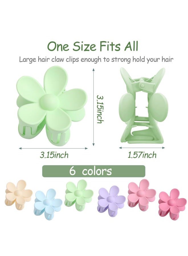 Glaudmeiss 6PCS Flower Hair Clips, Matte Claw Clips for Women Girls, Flower Clips for Thick Thin Hair, Strong Hold Cute Claw Clips for Valentine's Day Gifts - Image 2