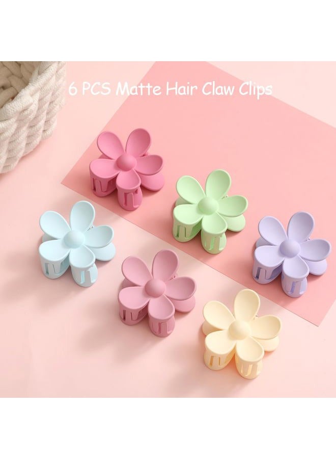 Glaudmeiss 6PCS Flower Hair Clips, Matte Claw Clips for Women Girls, Flower Clips for Thick Thin Hair, Strong Hold Cute Claw Clips for Valentine's Day Gifts - Image 4