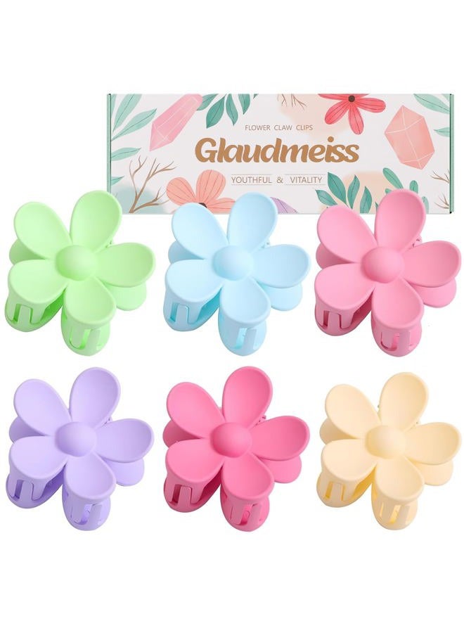 Glaudmeiss 6PCS Flower Hair Clips, Matte Claw Clips for Women Girls, Flower Clips for Thick Thin Hair, Strong Hold Cute Claw Clips for Valentine's Day Gifts - Image 1