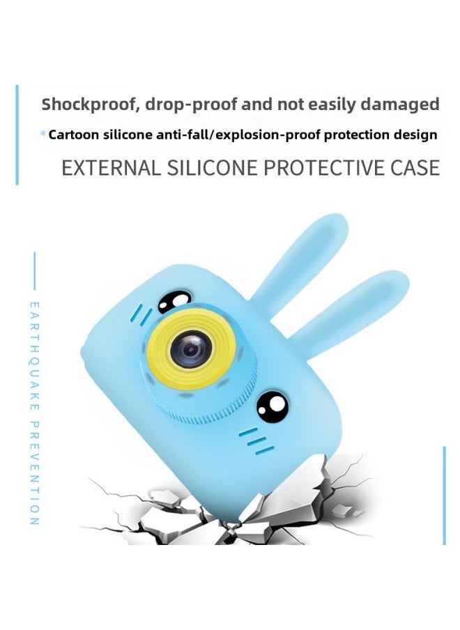 Little Rabbit Cartoon Kidsren's Camera Puqing High-definition Digital Fun Code Camera Delivery Kids Camera-Color:Blue