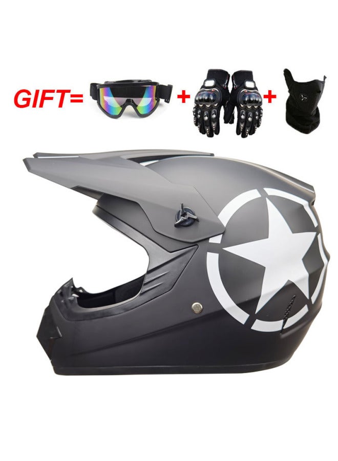 ABS Motorcycle Off-Road Half Helmet Four Seasons Small Black with Goggles Mask Gloves