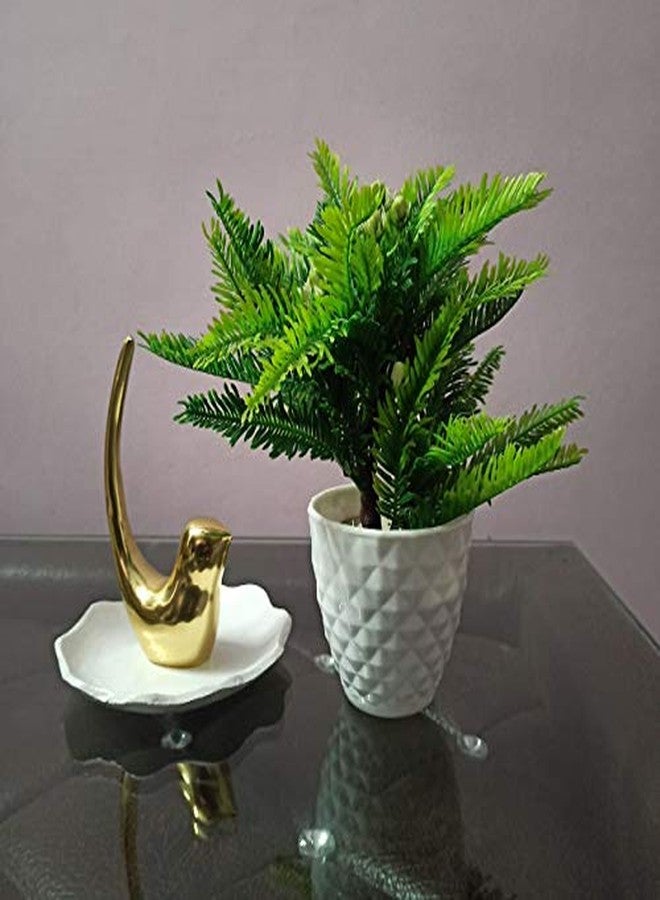 ATRANGEE Bystreet Artisans Home Decorative Desk Table Décor Ornament Jewellery Holder Golden Bird and Owl Figurine White Finish Table Décor Jewelry Organizer Stand - Image 3