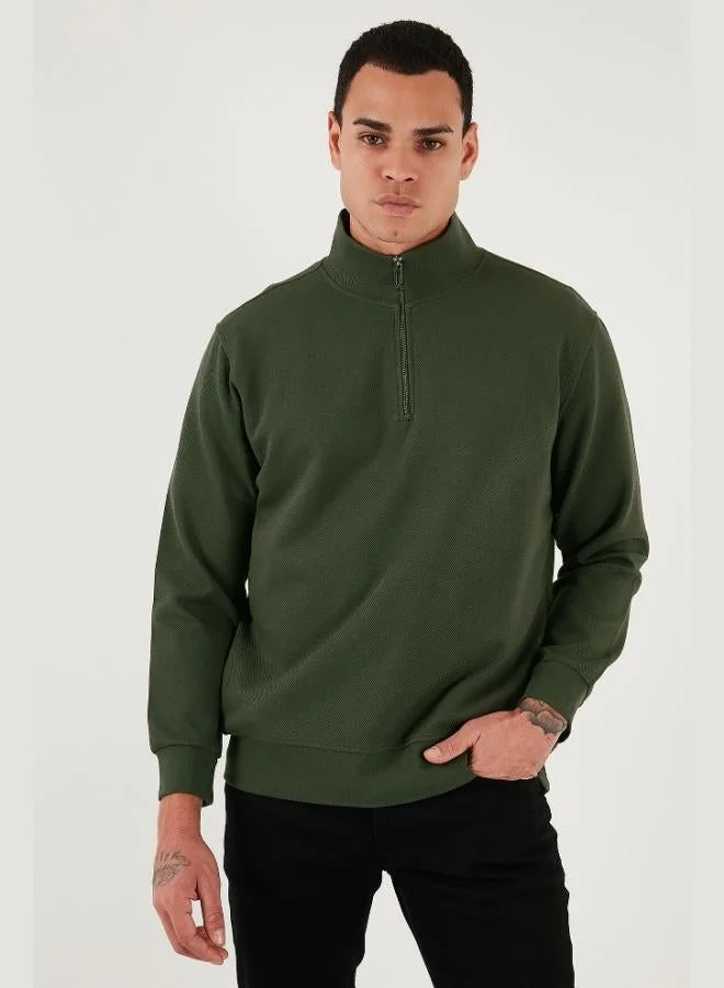 Buratti  Buratti Cotton Regular Fit Half-Zip Stand-Up Collar Sweatshirt Men's SWEAT 5905470 for Men | Best Price UAE
