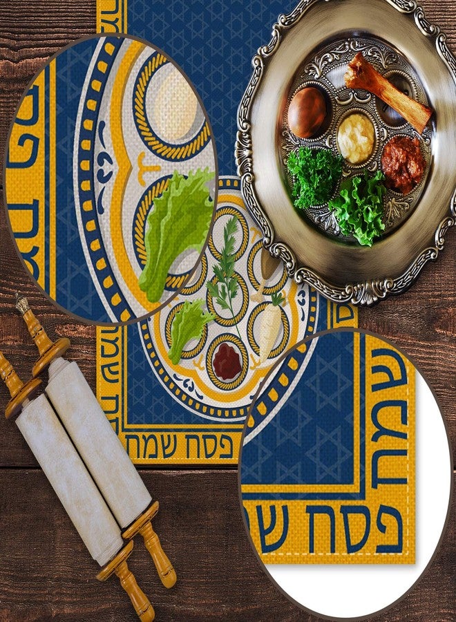 Pudodo مفرش طاولة عيد الفصح، طبق سيدر، خبز فطير، نجمة داود، مهرجان يهودي، حفلة عيد، مطبخ، غرفة طعام، ديكور منزلي - Image 4