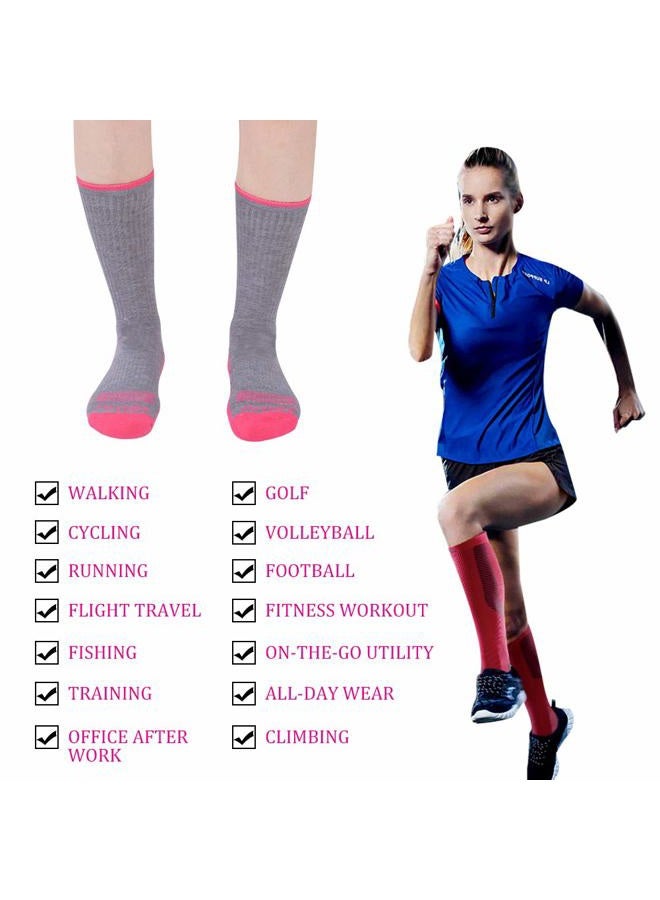 JOYNÉE Womens-Crew-Athletic-Socks Cushion Running with Moisture Wicking for Sports and Daily Wear 6 Pairs,Sock Size 9-11,Grey - Image 4