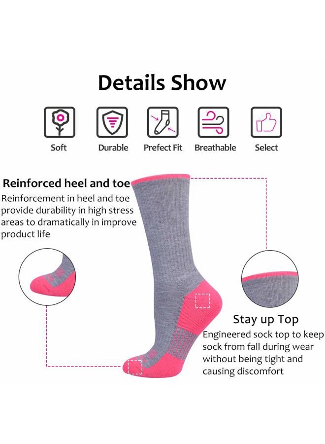 JOYNÉE Womens-Crew-Athletic-Socks Cushion Running with Moisture Wicking for Sports and Daily Wear 6 Pairs,Sock Size 9-11,Grey - Image 2