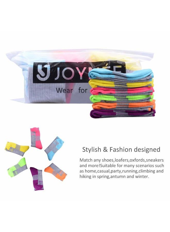 JOYNÉE Womens-Crew-Athletic-Socks Cushion Running with Moisture Wicking for Sports and Daily Wear 6 Pairs,Sock Size 9-11,Grey - Image 5