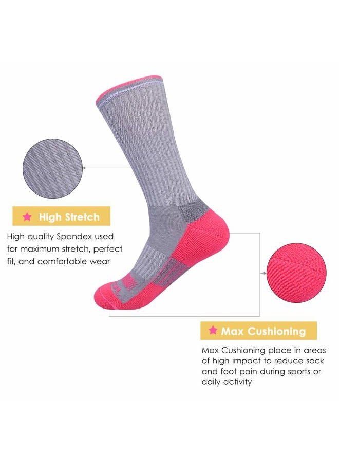 JOYNÉE Womens-Crew-Athletic-Socks Cushion Running with Moisture Wicking for Sports and Daily Wear 6 Pairs,Sock Size 9-11,Grey - Image 3