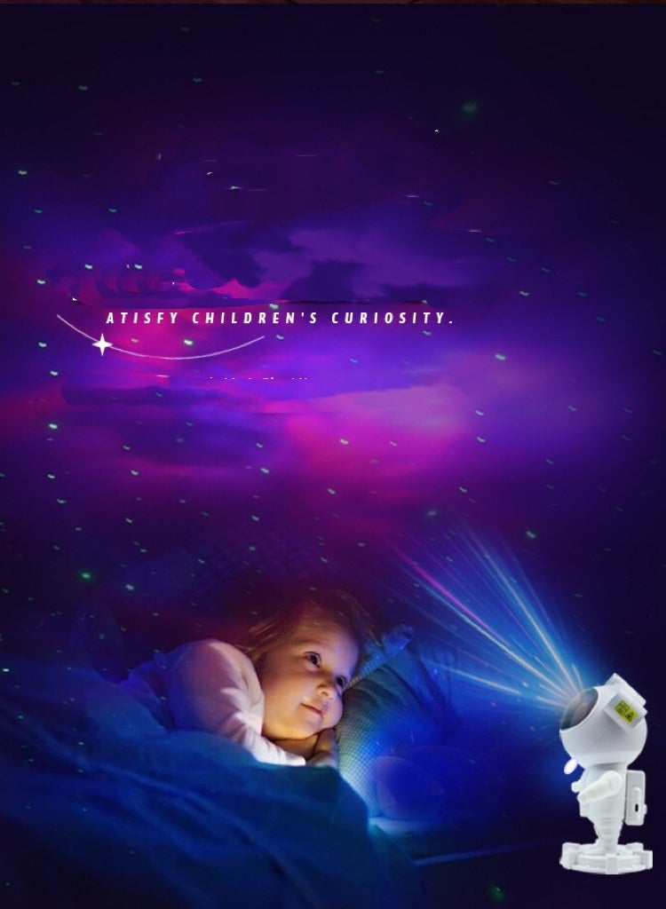 متجر الفرح مكبر صوت رائد فضاء متطور يعمل بالبلوتوث، جهاز عرض ضوء النجوم المجرة، يمكنه تشغيل الموسيقى، مع مصباح قمري LED وضوء ليلي سديم، تصميم قابل للتعديل 360 درجة، مصباح بروجيكتور يعمل بمنفذ USB، هدية للأطفال في غرفة النوم، ديكور الغرفة، غرفة الألعاب، الحفلات، أبيض - Image 3