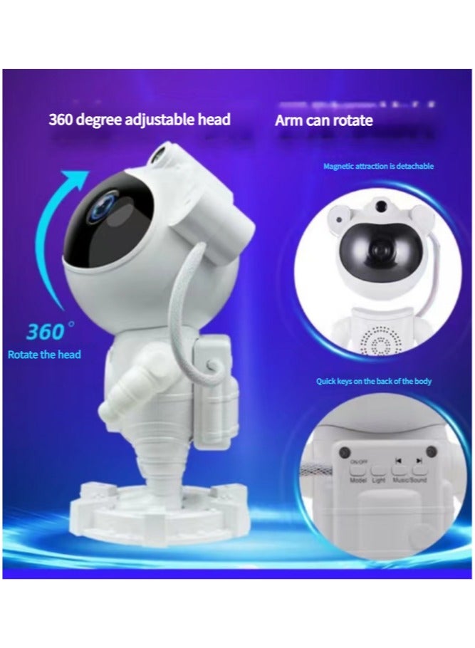 متجر الفرح مكبر صوت رائد فضاء متطور يعمل بالبلوتوث، جهاز عرض ضوء النجوم المجرة، يمكنه تشغيل الموسيقى، مع مصباح قمري LED وضوء ليلي سديم، تصميم قابل للتعديل 360 درجة، مصباح بروجيكتور يعمل بمنفذ USB، هدية للأطفال في غرفة النوم، ديكور الغرفة، غرفة الألعاب، الحفلات، أبيض - Image 4