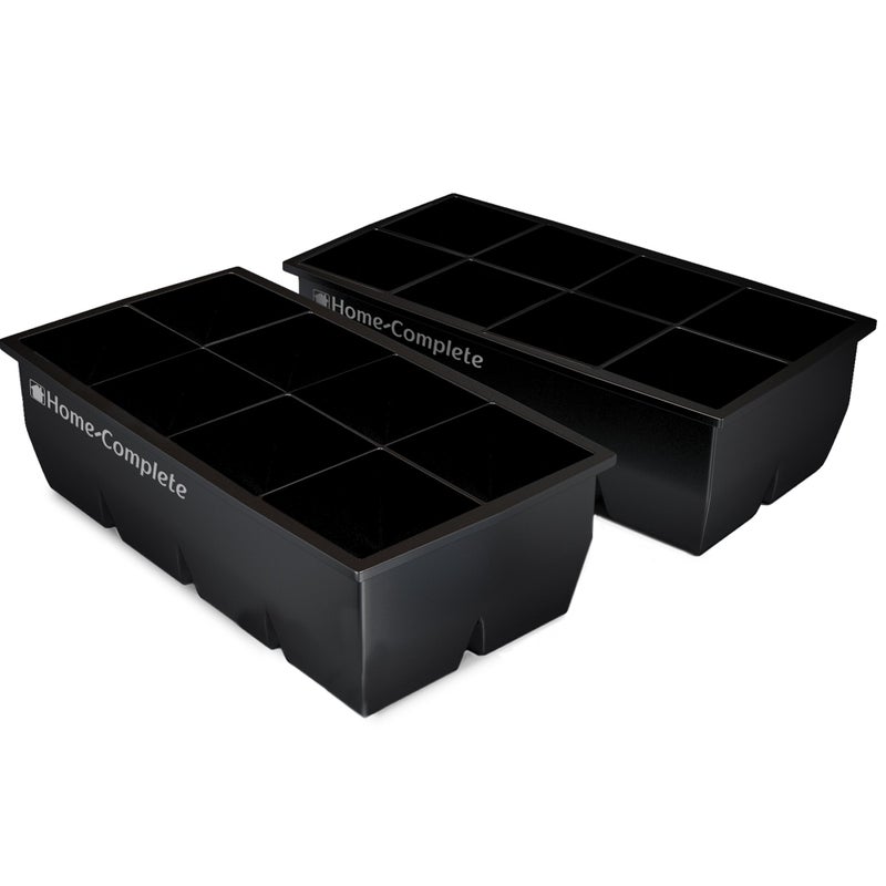 HomeComplete Large Ice Cube Tray Double Pack Black