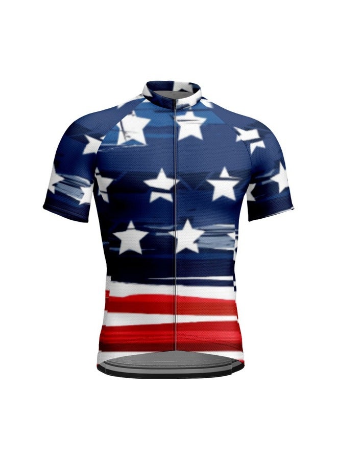 Independent Site New Arrival American Independence Day Digital Print Short Sleeve Outdoor Men's Cycling Jersey