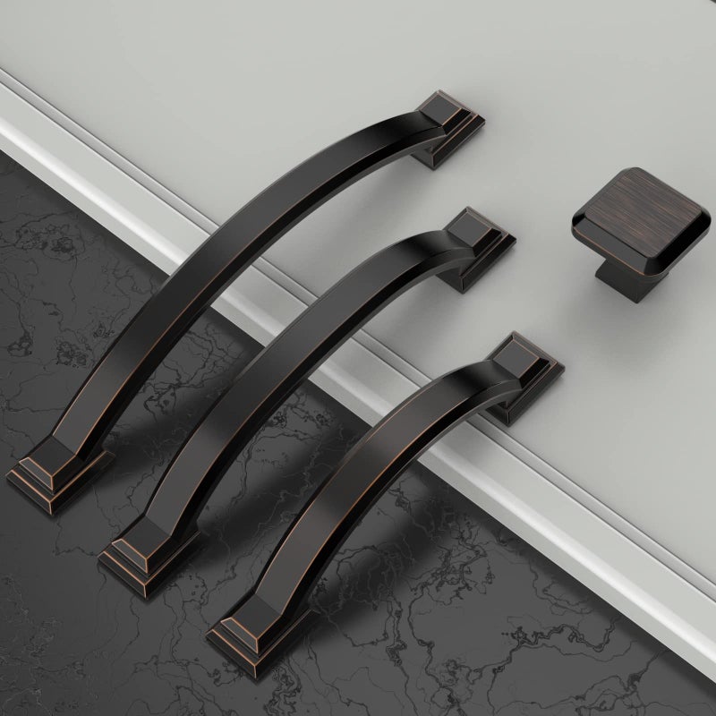 Amerdeco 10 Pack Oil Rubbed Bronze Cabinet Pulls 3 Inch(76mm) Hole Centers, Handles for Kitchen Cabinet Hardware, Arch Cabinet Handles for Bathroom Dresser Drawer Handles ZH0016â€¦ - Image 3