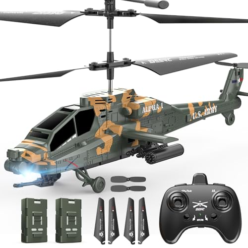 DEERC Apache RC Helicopter for Kids 812 Remote Control Helicopter for Adults Helicopters Toy with 26 Mins Flight Time 2 Batteries LED Lights Altitude Hold Chrismas GIF for Boys - Image 1