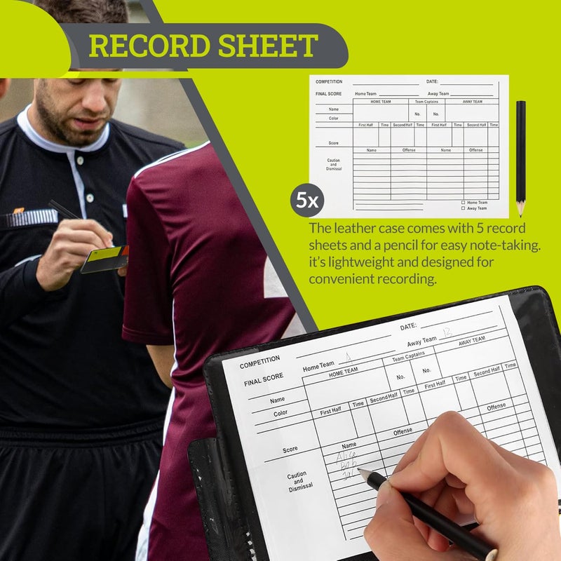 GISCO مجموعة بطاقات حكم كرة القدم | بطاقات حمراء وصفراء مع محفظة | مجموعة حكم مباراة كرة القدم/الساحرة | تدريب رياضي ويوم المباراة - Image 4