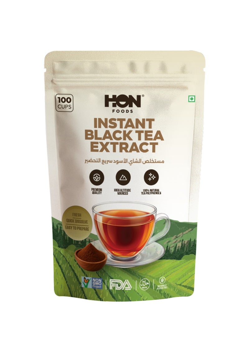 Hon Foods Instant Black Tea Extract, Premium Quality, 100 cups per 100g pack, High Source Natural Tea Polyphenols, Fast Dissolving Powder - Image 1