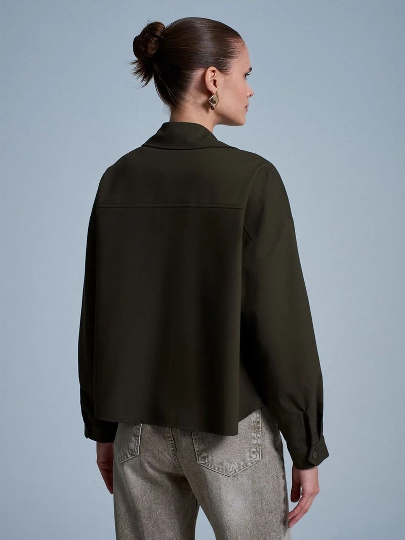 DILVIN Oversized Crepe Button-Front Shirt - Image 2