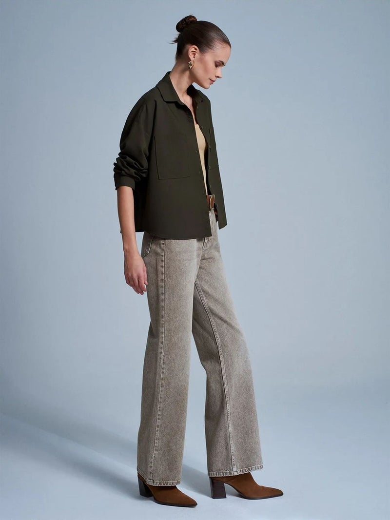 DILVIN Oversized Crepe Button-Front Shirt - Image 5