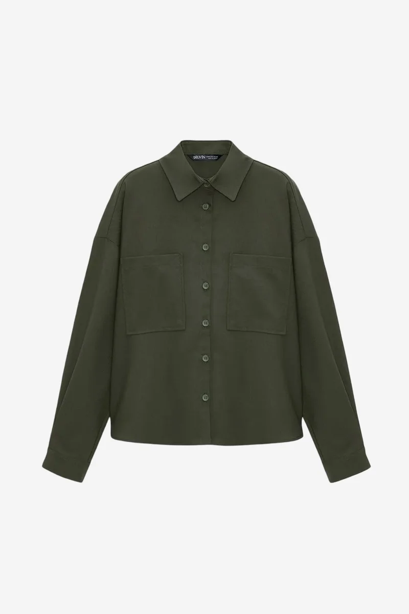 DILVIN Oversized Crepe Button-Front Shirt