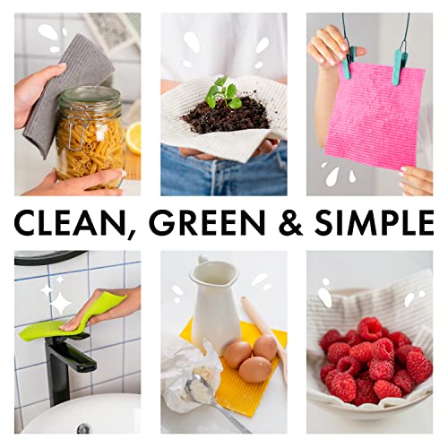 SUPERSCANDI 10 Pack Reusable Cleaning Cloths - 100% Biodegradable & Compostable | Washable Swedish Dishcloth - Food-Safe & Plastic-Free | Kitchen Cloth Suitable for Any Surface, Pink Green Blue - Image 2