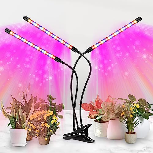 zyzykeji LED Grow Light, 3 Heads Red Blue White Full Spectrum Plant Light with Clamp for Indoor Plants & Seed Starting, 10-Level Dimmable, Auto On Off, Timing 4 9 12Hrs - Image 1