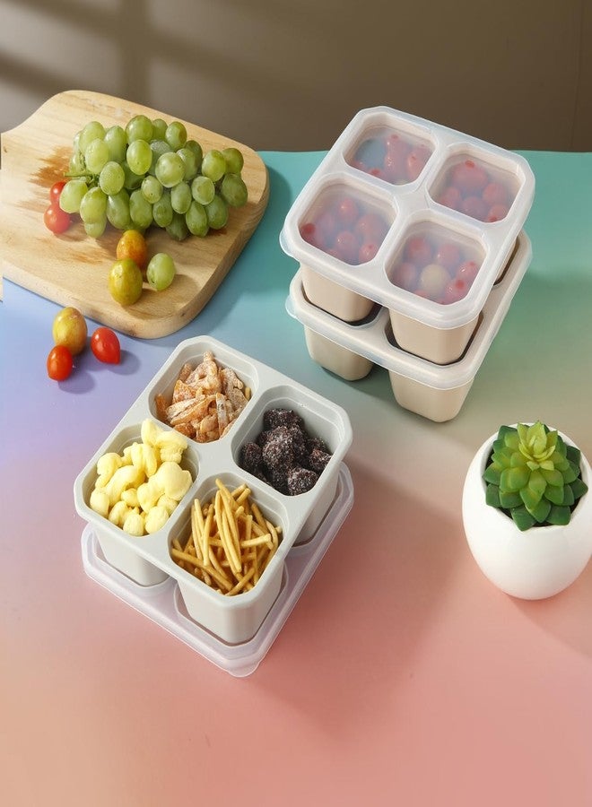 Emptycolor 3 Pack Silicone Snack Containers with Lids 4 Compartment Bento Lunch Box for Adults, Reusable Divided Food Storage for Daycare, Travel, Work, BPA Free, Microwave Safe - Image 2