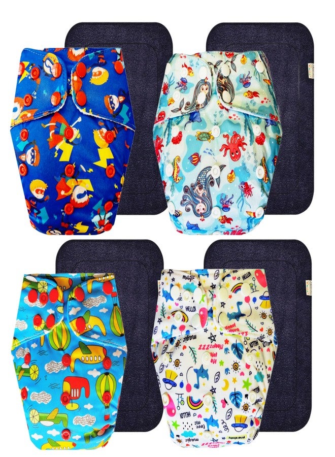 Dumbledo Premium Cloth Diaper with Black Insert (Pack of 4) | Dry Feel and Comfortable | 6-Layer Absorbent Pad | Travel Friendly | Trusted by Moms | 3 Months - 3 Years | Unisex Baby - Image 1