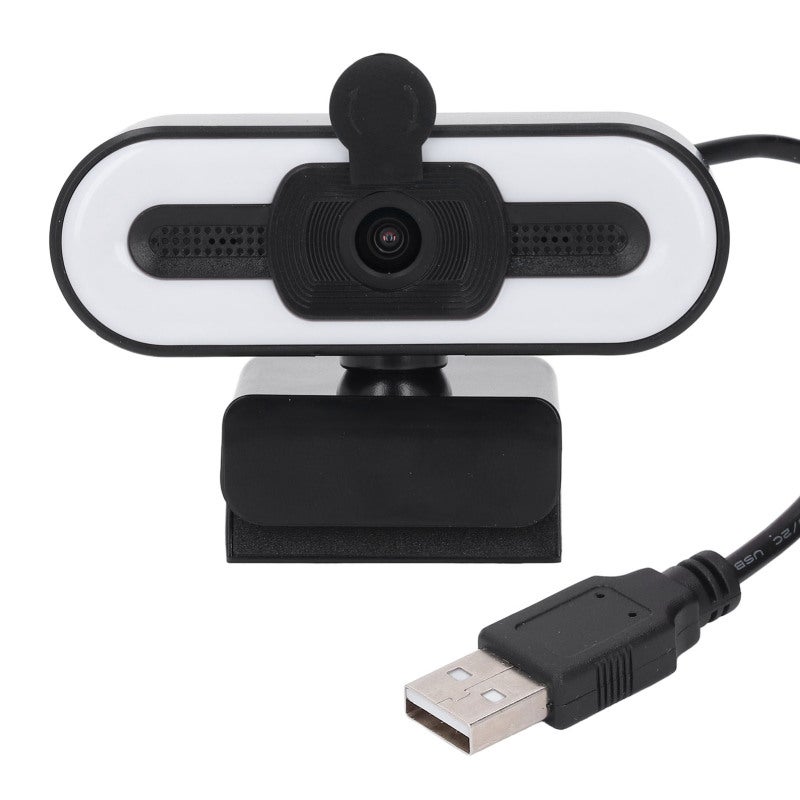 كاميرا ويب بدقة 1080 بكسل عالية الوضوح مع عدسة بزاوية عريضة 120 درجة - كاميرا كمبيوتر USB مزودة بضوء حلقي مدمج وميكروفون للبث المباشر - Image 1
