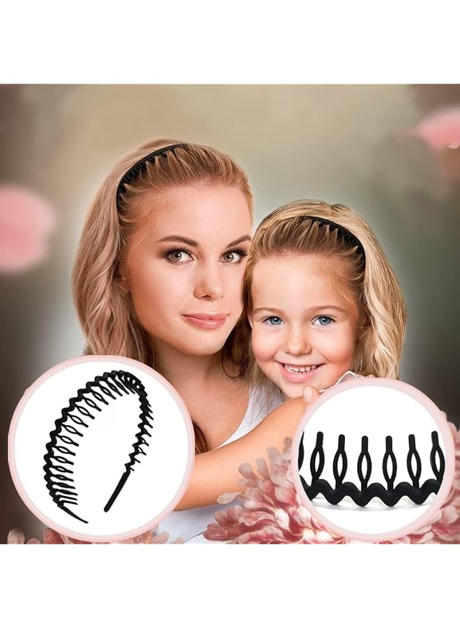 KASTWAVE Fashion No Slip Effortless Plastic Headbands Teeth Comb Black Skinny Hair Bands For Women Men Teen Girls Matte Black (8Pcs) - Image 3