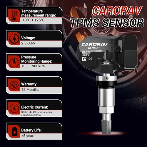 CARORAV 433MHz TPMS Sensor GM, Tire Pressure Monitoring System Sensor fit for Chevy Silverado Malibu GMC Cadillac Buick, Set of 4 Replaces 13598773 13512347 13516165 - Image 5