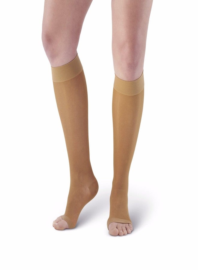 Ames Walker AW Style 44 Sheer Support 20-30 mmHg Firm Compression Open Toe Knee High Stockings Nude Large Wide - Image 3